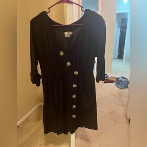 ASOS black button dress. Short sleeves